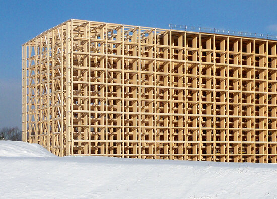 The wooden rack in silo constructure The wooden rack in silo constructure